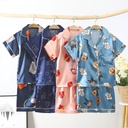 Children's Silk Pajama Set with Cartoon Print – Soft and Comfortable Homewear