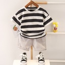 Children's Summer Casual Set – Striped Short-Sleeve Shirt with Shorts in a Stylish and Modern Design