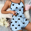 Love Women's Two-Piece Pajama Set – Elegant and Comfortable Homewear with Straps