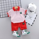 Elegant two-piece set: short-sleeved striped polo shirt paired with stylish shorts in a modern, attractive design