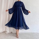 Elegant solid-color dress with modern mesh patchwork and refined detailing – a feminine and stylish design suitable for various occasions