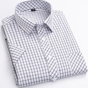 Men's short-sleeved cotton shirt with a plaid pattern for a comfortable casual look