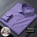 Men's formal shirt with plaid pattern and long sleeves, featuring an elegant design and square collar