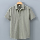 Men's cotton shirt with a classic lapel and loose fit