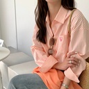 Women's French-Style Shirt with Unique Striped Design and Elegant Aesthetic