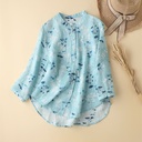 Women's loose-fit cotton and linen shirt with long sleeves for a comfortable casual look