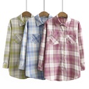 Long-sleeve plaid shirt with brushed fabric — soft to the touch for a comfortable feel