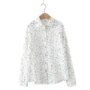 Women's floral double-layer shirt with a classic collar and long sleeves, made of cotton
