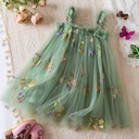 Girls’ princess-style chiffon dress adorned with delicate embroidery