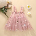 Girls’ thin-strap dress adorned with elegant embroidery and vibrant colorful patterns