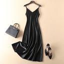 Long strapped dress crafted from cellulose fabric with a luxurious satin finish