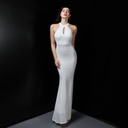 A form-fitting evening gown that accentuates the figure with grace and elegance