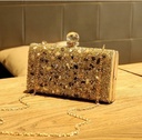 Crystal-embellished evening bag, worn crossbody or carried by hand