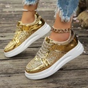 Flat women’s sneakers with sequins and a thick non-slip sole