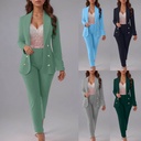 Elegant Women’s Suit Set with Slim Fit, Wide Lapel, and Front Buttons