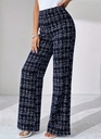 Women's High-Waisted Plaid Straight-Leg Pants