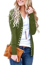 Cropped Solid Color V-Neck Cardigan Blouse with Long Sleeves and Buttons