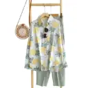 Oversized Loose Fit Printed Lapel Cardigan Set