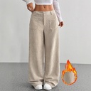 Loose Wide-Leg Pants with Pockets – Solid Color, Floor-Length Design