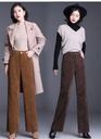 Solid Color Chenille Corduroy Wide-Leg Trousers