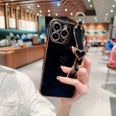 Electroplated Hollow Heart Phone Case with Wrist Strap