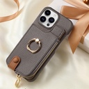 Suitable for iPhone 16 – Phone Case with Ring Stand, Zipper Card Holder