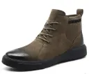 A stylish and modern men's high-top leather boot design