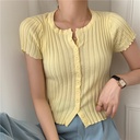 High-waist slim-fit knitted crop top