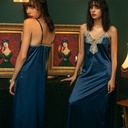 Women’s long comfortable silk nightdress with suspenders