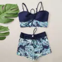 Women’s high-waist boxer-style swimsuit with lace print