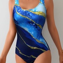 Gradient U-neck one-piece swimsuit