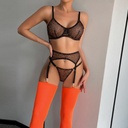 Underwear Mesh Floral Print Leopard Print Contrast Color Stockings Underwear Four Pieces