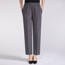 Summer Mother's Thin Cropped Pants New Ice Silk Elastic High Waist Plus Size Outer Wear Trousers