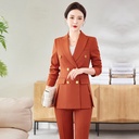 Women's Fashion Elegant Fried Street Double-breasted Slim Suit Cover Pants