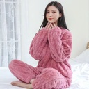 Pure Color Jacquard Cotton Velvet Warm Suit Pajamas