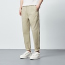 Combed Cotton Elastic Waist Drawstring Casual Pants