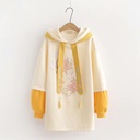 Ethnic Style Color-blocking Koi Embroidery Sweatshirt Plus Velvet Mid-length Hooded Jacket
