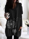Round Neck Printed Long-sleeved Blouse Sweater T-shirt Women