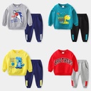 Children's trousers long-sleeved two-piece men's cartoon casual sweater