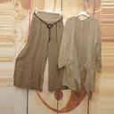 Women's Top Cardigan Striped Pants Two-piece Set