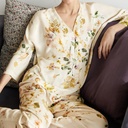 New Tribute Satin Cotton Three-quarter Sleeve Trousers Pajama Set