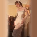 Long Lace Suspender Nightdress Lace Up Women's Home Clothes Suit