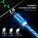 كابل شحن مغناطيسي USB مزود بإضاءة LED متوافق مع منتجات أبل