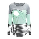 Striped Stitching Long-sleeved Breastfeeding Breastfeeding Blouse With Long Sleeves
