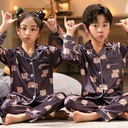 Pajamas Girls Boys And Girls Ice Silk Middle And Large Children's Homewear Set