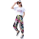 Girls' Summer Short-sleeved Suit, Fashionable Middle-aged Children's Net Red Sportswear, Western Style Graffiti Two-piece