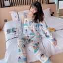 Three-piece Set Of Autumn Women's Pajamas With Chest Pad