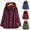 Women's plus size hooded plus fleece long coat