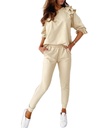 Women's Fashion Round Neck Long Sleeve Solid Color Casual Suit