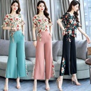 Casual slim wide leg pants suit
